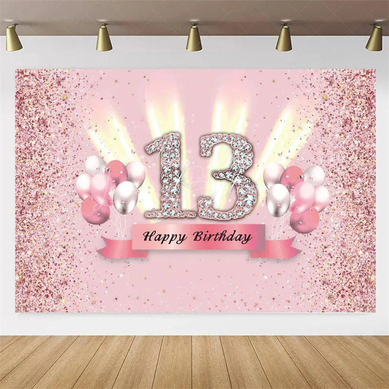 Lofaris Diamond 13th Birthday Backdrop,Glitter Party Decor Sparkling Teen Celebration Background