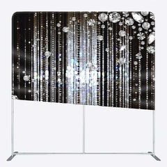 Lofaris Diamond Glitter Dots Black Tension Fabric Backdrop