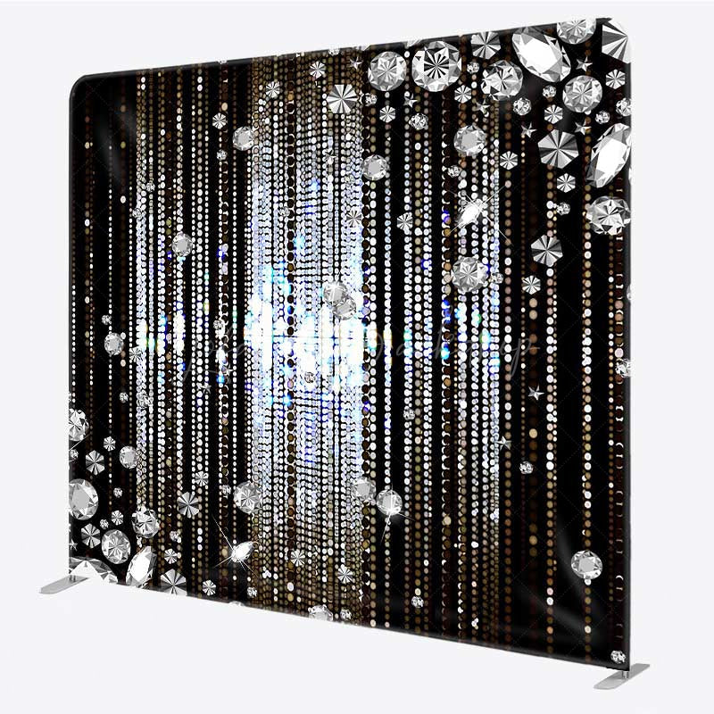 Lofaris Diamond Glitter Dots Black Tension Fabric Backdrop