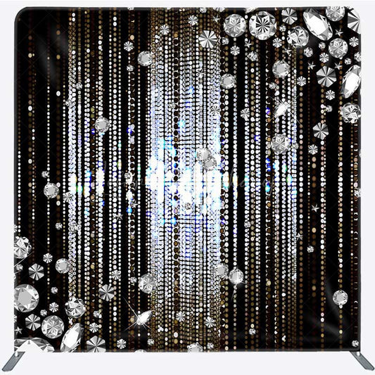Lofaris Diamond Glitter Dots Black Tension Fabric Backdrop