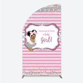 Lofaris Diamonds and Pearls Baby Girl Shower Half Moon Arch Backdrop Pink Silver Glitter African American Princess Theme Decor