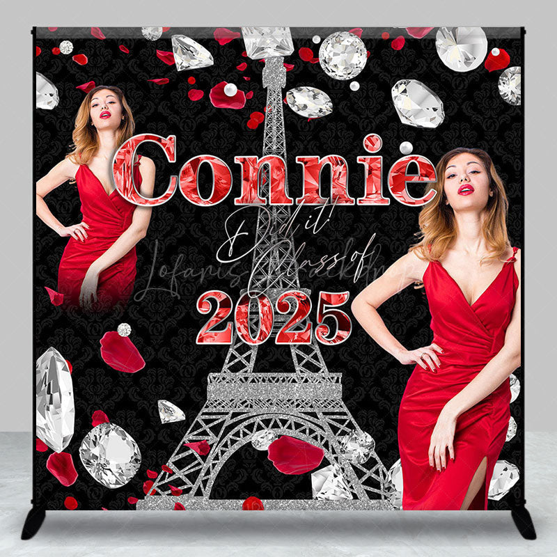 Lofaris Diamonds Petal Eiffel Tower Custom Name Grad Backdrop