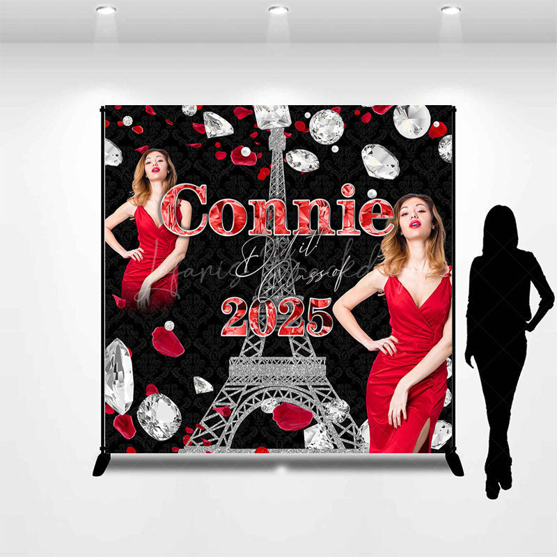 Lofaris Diamonds Petal Eiffel Tower Custom Name Grad Backdrop