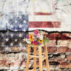 Lofaris Dilapidated Graffiti Wall American Flag Backdrop