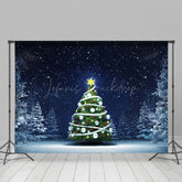 Lofaris Dim Light Snow Star White Christmas Tree Backdrop