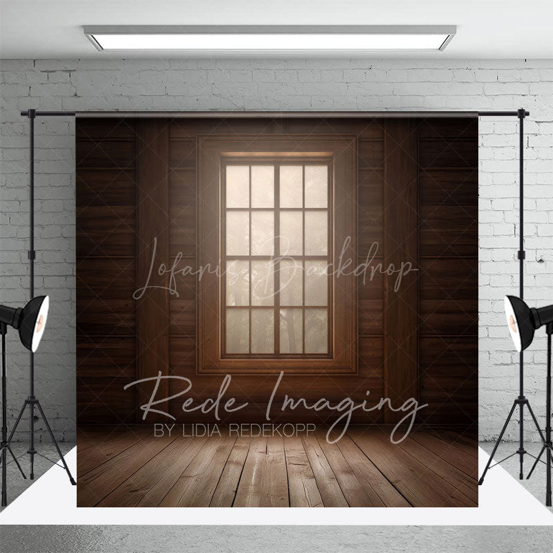 Lofaris Dim Vintage Wooden Cabin Window Photography Backdrop