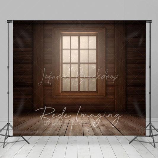 Lofaris Dim Vintage Wooden Cabin Window Photography Backdrop
