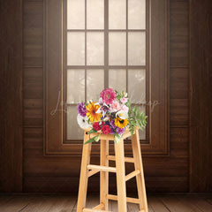 Lofaris Dim Vintage Wooden Cabin Window Photography Backdrop