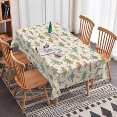 Lofaris Dinosaur Beige Cartoon Rectangle Tablecloth For Decor