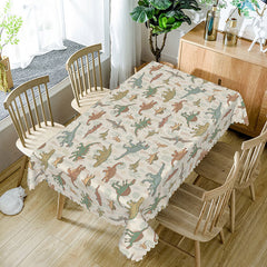 Lofaris Dinosaur Beige Cartoon Rectangle Tablecloth For Decor