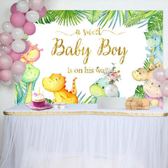 Lofaris Dinosaur Green Sweet Baby Shower Party Backdrop