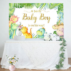 Lofaris Dinosaur Green Sweet Baby Shower Party Backdrop
