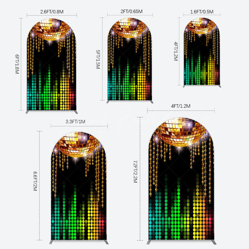 Lofaris Disco Ball Dance Party Bokeh Retro Arch Backdrop