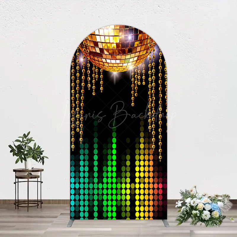 Lofaris Disco Ball Dance Party Bokeh Retro Arch Backdrop