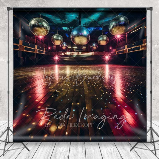 Lofaris Disco Balls Stage Backdrop Retro Dance Floor Party Lights Vibrant Club Event Photography Background