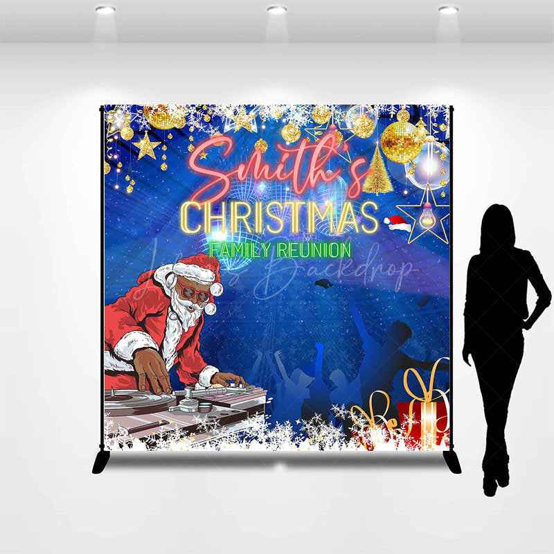 Lofaris Disco Santa Christmas Custom Family Reunion Backdrop