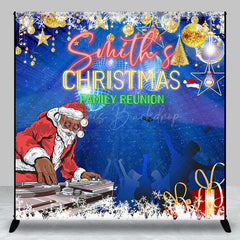 Lofaris Disco Santa Christmas Custom Family Reunion Backdrop