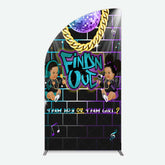 Lofaris Disco Sparkle Findn Out Gender Reveal Half Moon Arch Backdrop