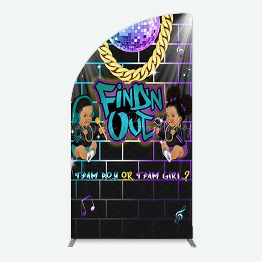 Lofaris Disco Sparkle Findn Out Gender Reveal Half Moon Arch Backdrop