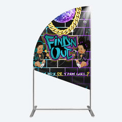 Lofaris Disco Sparkle Findn Out Gender Reveal Half Moon Arch Backdrop