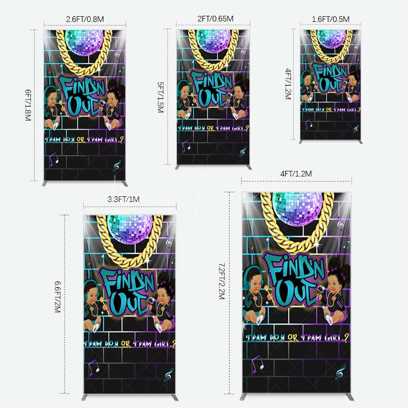 Lofaris Disco Sparkle Findn Out Gender Reveal Rectangle Backdrop