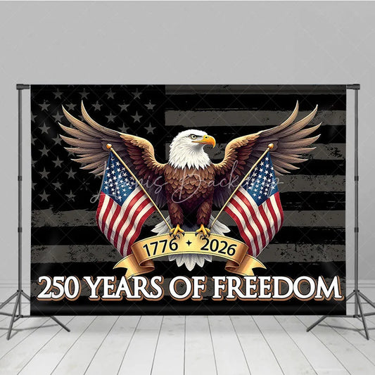 Lofaris Distressed American Flag Bald Eagle Holiday Backdrop Featuring 250 Years of Freedom Celebration
