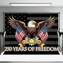 Lofaris Distressed American Flag Bald Eagle Holiday Backdrop Featuring 250 Years of Freedom Celebration