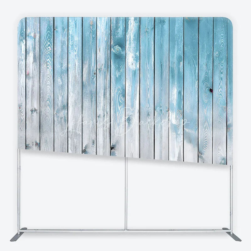 Lofaris Distressed Blue and White Wood Plank Square Double-Sided Backdrop Rustic Shabby Chic Photography Studio Decor