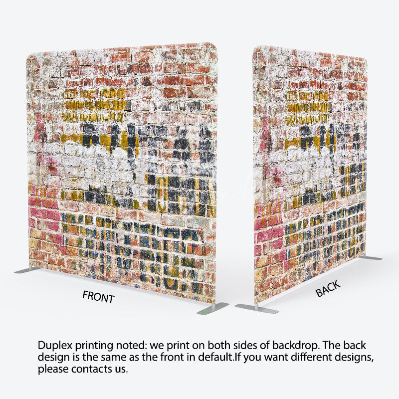 Lofaris Distressed Painted Brick Double-Sided Tension Fabric Backdrop for Industrial Themed Party Urban Photo Booth