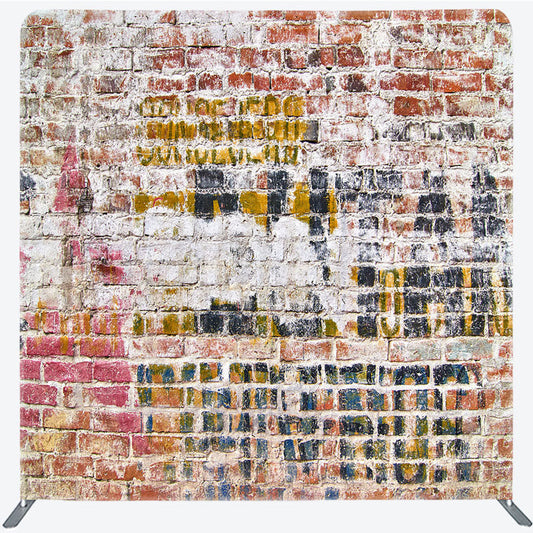 Lofaris Distressed Painted Brick Double-Sided Tension Fabric Backdrop for Industrial Themed Party Urban Photo Booth
