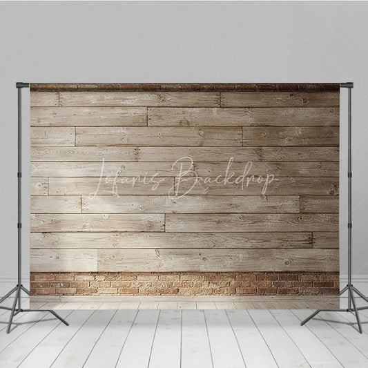Lofaris Distressed Wood Planks and Rustic Brick Wall Photography Backdrop Vintage Wooden Floor for Studio Shoots