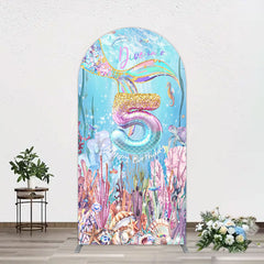 Lofaris Dive In A 5 Mermaid Birthday Glitter Arch Backdrop