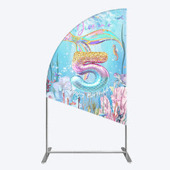 Lofaris Dive In A 5 Mermaid Birthday Glitter Half Moon Arch Backdrop