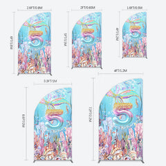 Lofaris Dive In A 5 Mermaid Birthday Glitter Half Moon Arch Backdrop