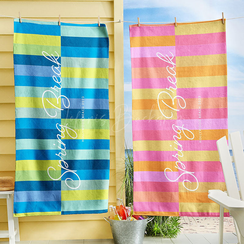 Lofaris Diverse Stripes Personalized Name Beach Towel