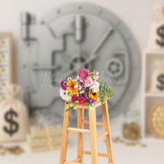 Lofaris Dollars Gold Coin Vault Birthday Cake Smash Backdrop