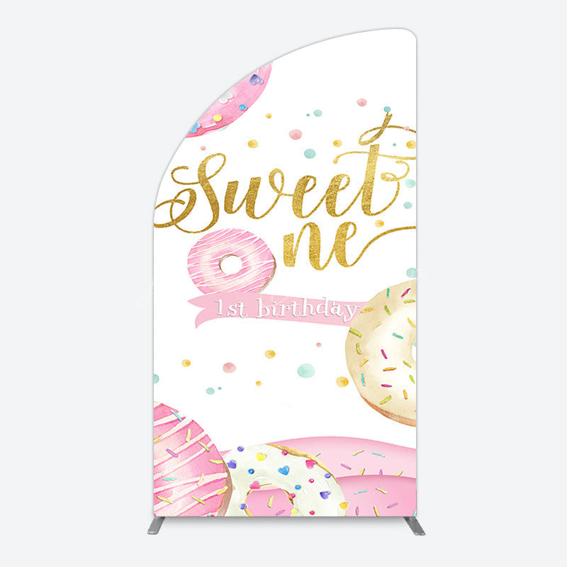 Lofaris Donuts Candyland Sweet One Birthday Half Moon Arch Backdrop