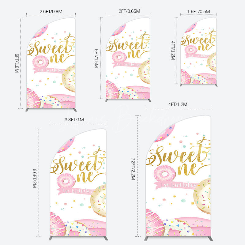 Lofaris Donuts Candyland Sweet One Birthday Half Moon Arch Backdrop