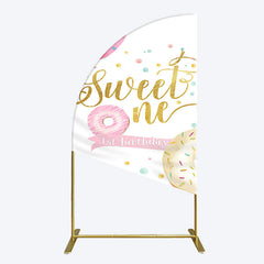Lofaris Donuts Candyland Sweet One Birthday Half Moon Arch Backdrop