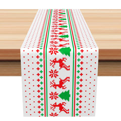 Lofaris Dots Elk Christmas Tree Snowflake Xmas Table Runner