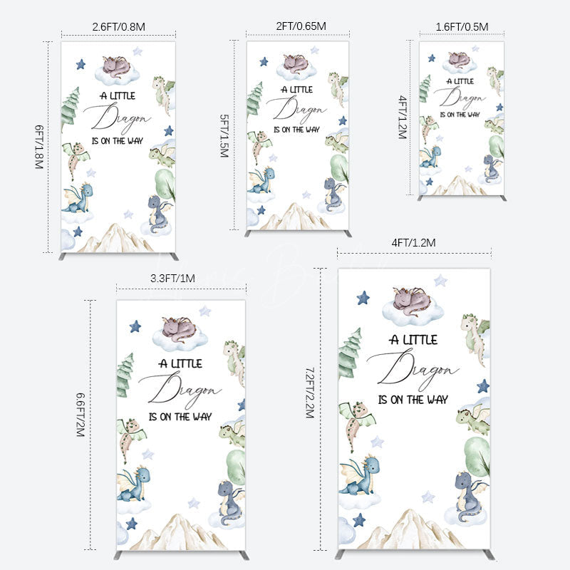 Lofaris Dragon On The Way Baby Shower Rectangle Backdrop