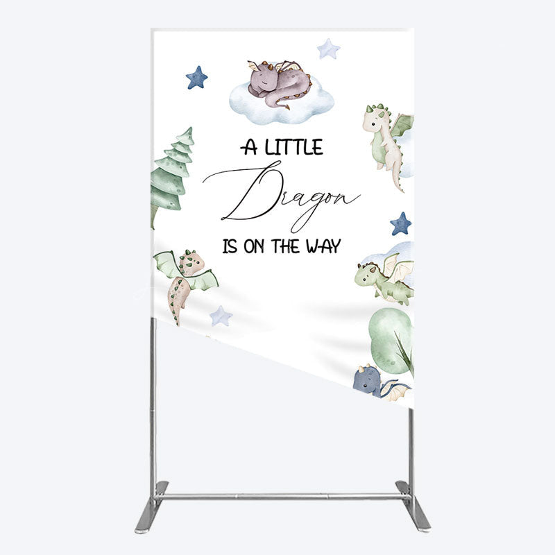 Lofaris Dragon On The Way Baby Shower Rectangle Backdrop