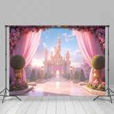 Lofaris Dreamlike Fairy Tale Pink Castle Cake Smash Backdrop