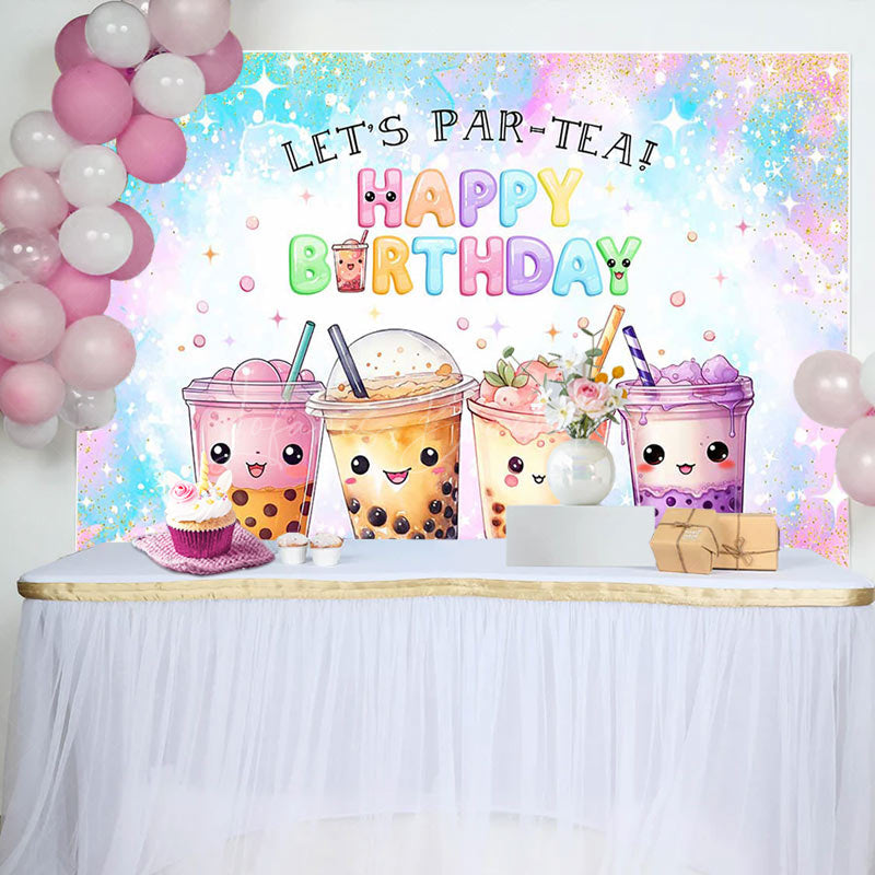 Lofaris Dreamlike Glitter Lets Partea Happy Birthday Backdrop