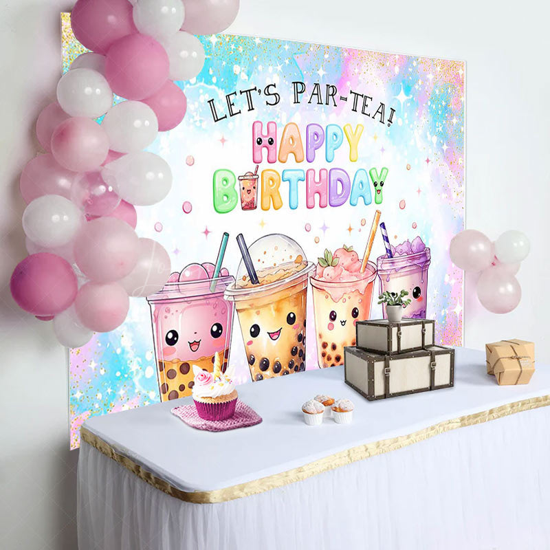Lofaris Dreamlike Glitter Lets Partea Happy Birthday Backdrop