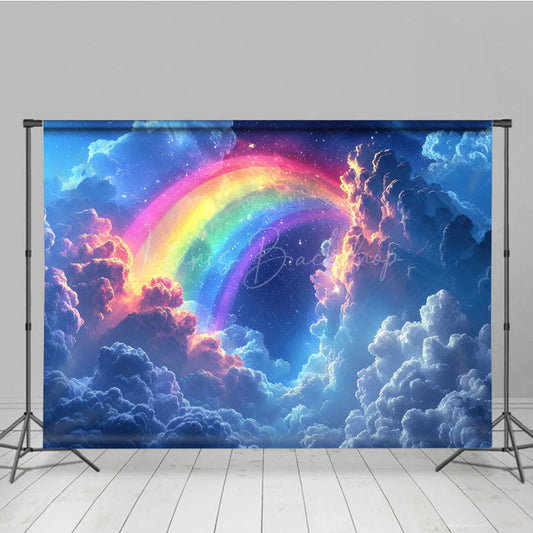 Lofaris Dreamy Cloud Sparkly Rainbow Photography Backdrop