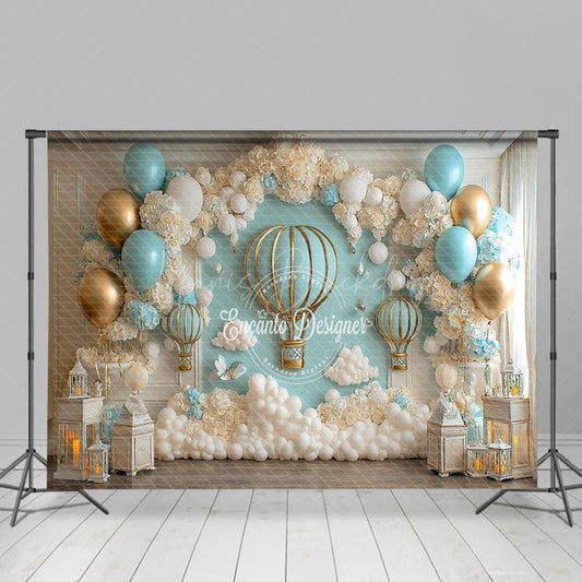 Lofaris Dreamy Hot Air Balloon Adventure Cake Smash Backdrop