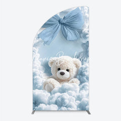 Lofaris Dreamy Light Blue Clouds and Teddy Bear Half Moon Arch Backdrop Baby Shower Birthday Party Decor
