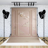 Lofaris Dreamy Moon and Clouds Cake Smash Backdrop Pink Wall with Gold Stars Twinkle First Birthday Photo Prop