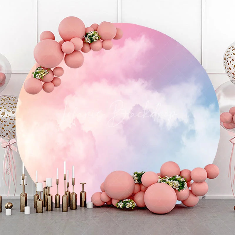Lofaris Dreamy Pastel Cloud Gradient Round Backdrop Ethereal Pink Purple Blue Sky Photography Background